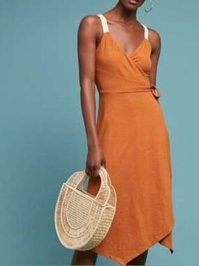 Akemi + Kin Anthropologie Rosaria Burnt Orange Wrap Dress
